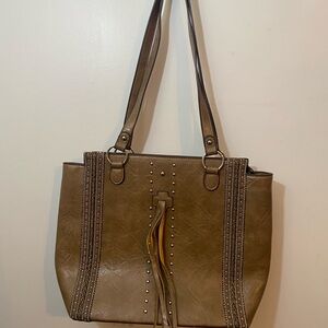 Elegant Tan Studded Women's Tote Bag
